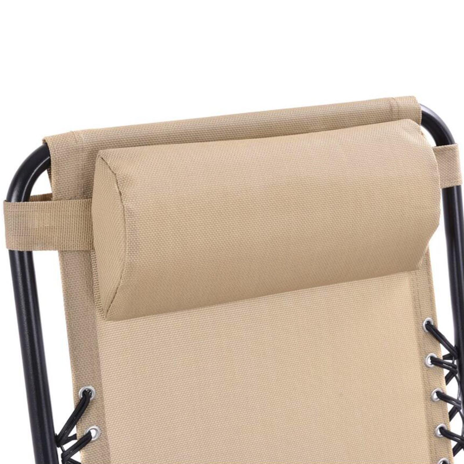 2X Headrest Pillow  Lounge Chair  Pillow Adjustable Beige