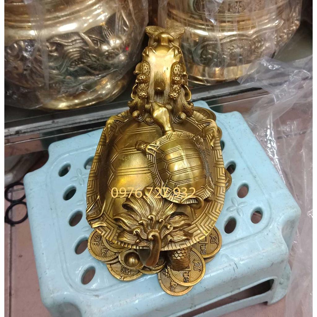 Long quy cõng con bằng đồng dài 20cm, rùa đầu rồng phong thủy