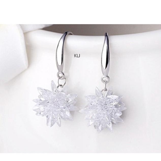 SALE ️️- BÔNG TAI BẠC NỮ - BÔNG TAI BÔNG TUYẾT PHA LÊ SIÊU ĐẸP SIÊU SANG CHẢNH