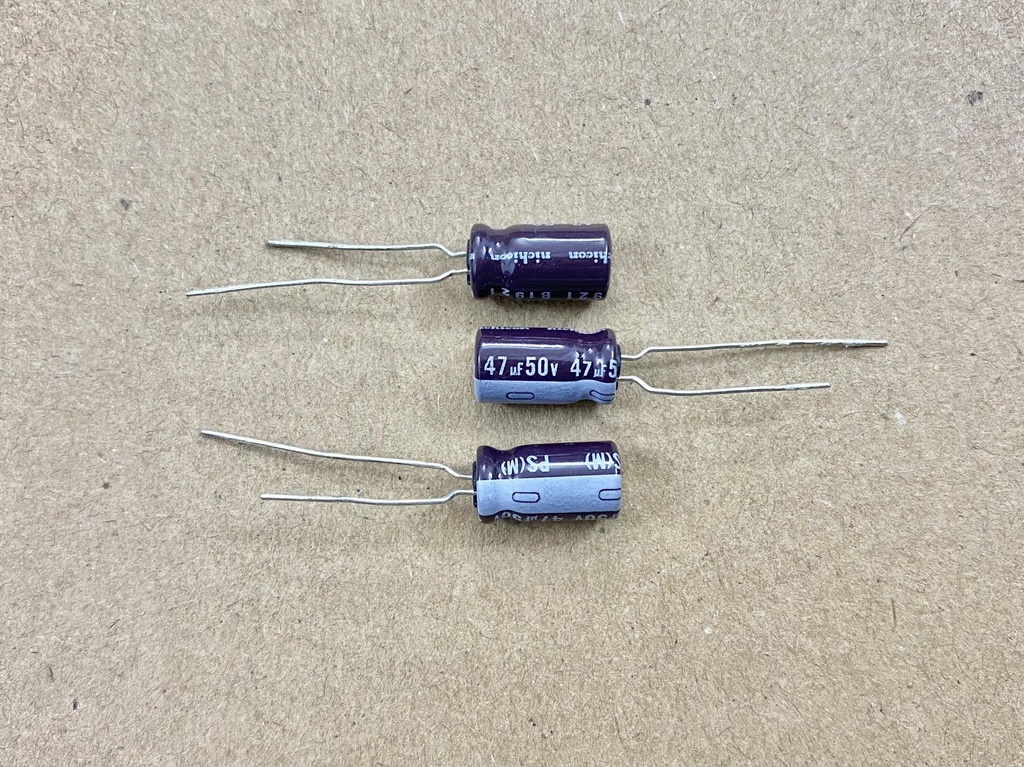 Tụ Hóa 47uf 50v Nichicon Mới, Chính gốc 100%.