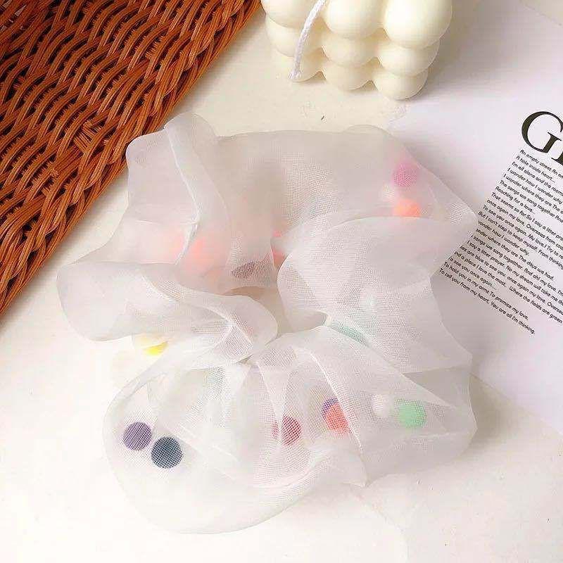 Cột tóc scrunchies thêu hoa