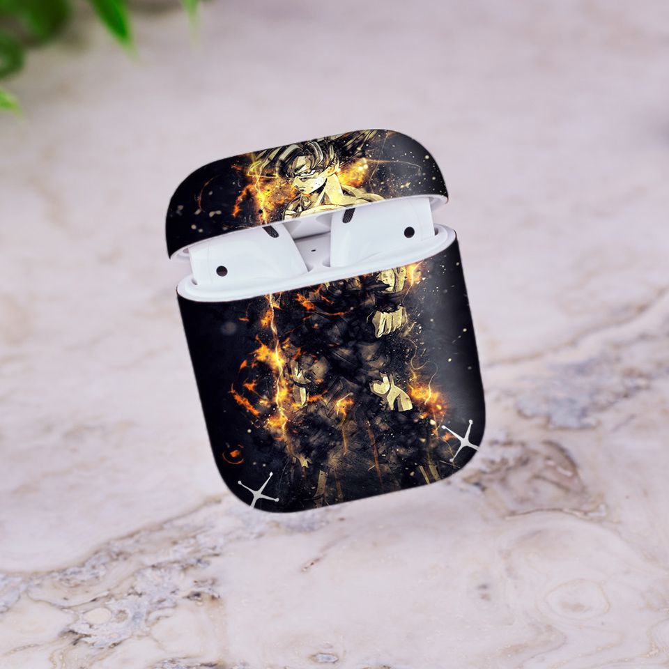 Miếng dán skin chống bẩn cho tai nghe AirPods in hình Dragon Ball - Goku Super Saiyan 3 - 7vnr79 (bản không dây 1 và 2)