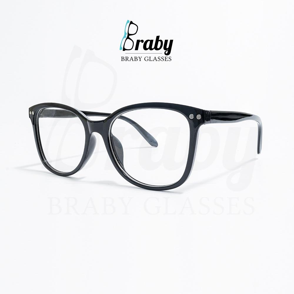 Gọng kính  kính giả cận tròng mắt tròn thời trang nam nữ Braby chất liệu TR90 chống gãy kiểu dáng basic trẻ trung MK54