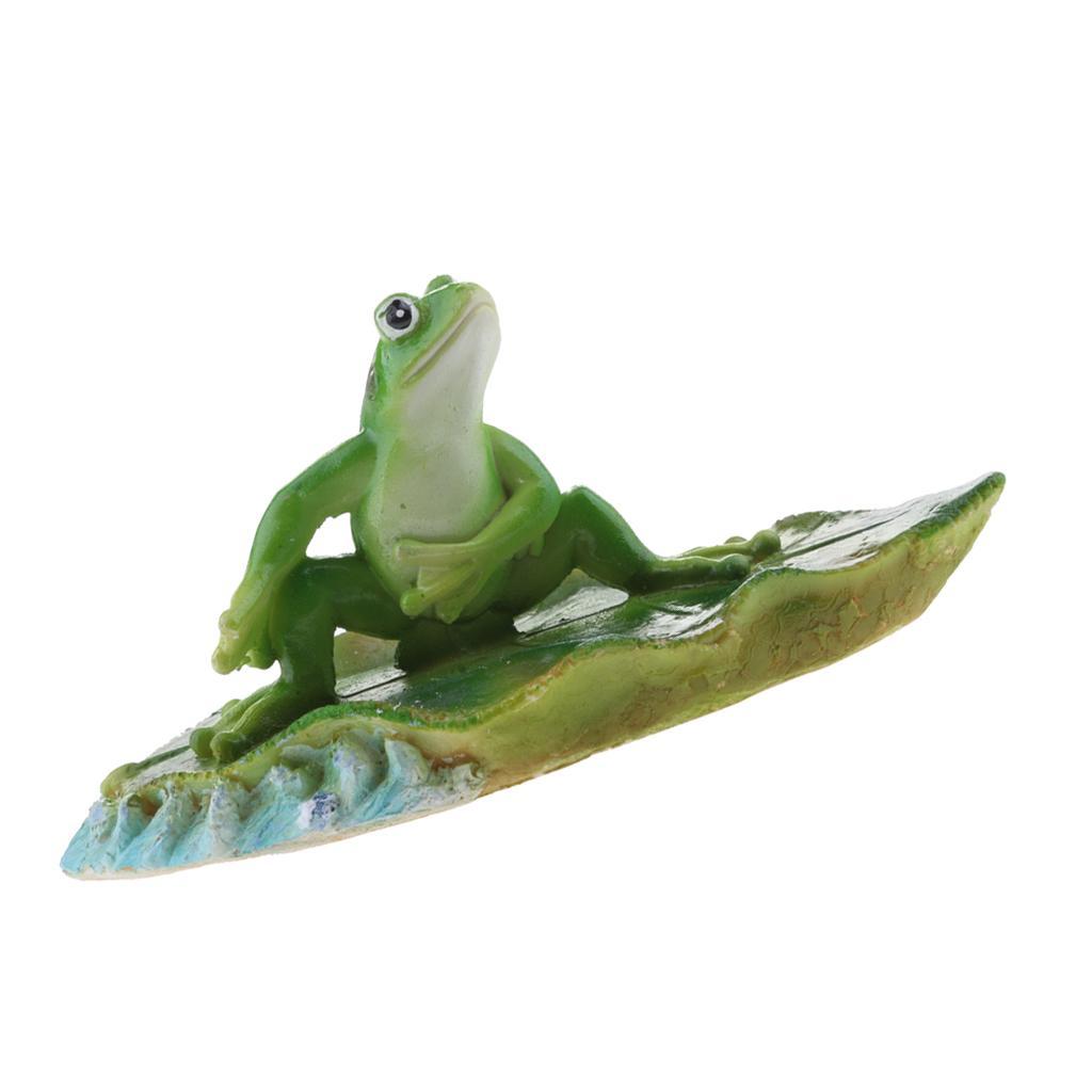 Summer Water Surffing Lotus Leaf Frog Statue Ornament Bathtub Animal