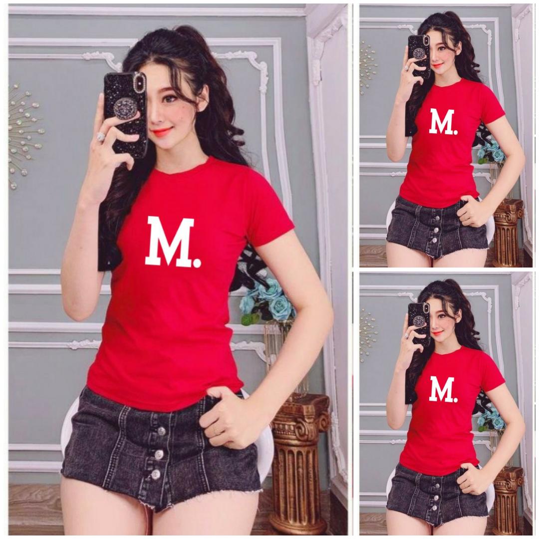 Áo thun nữ cổ tròn MXM in chữ M thun 4 chiều form ôm body cực tôn dáng từ 40-52kg