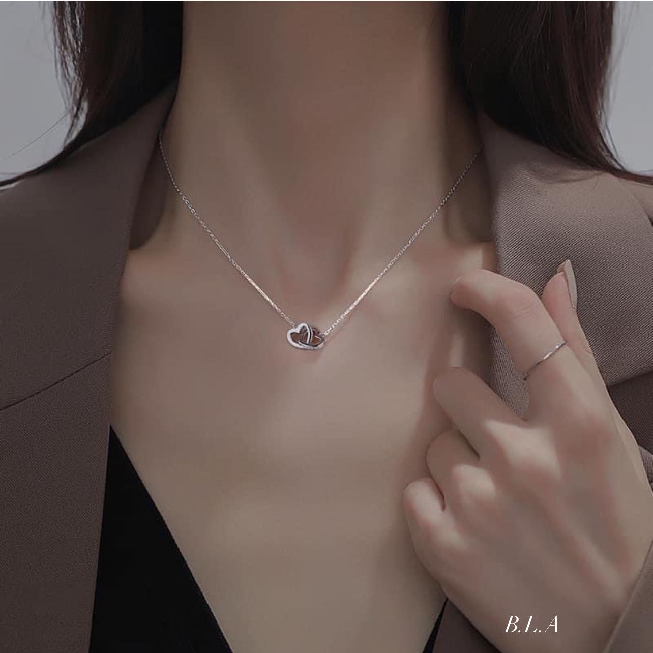 Dây chuyền nữ mặt tim lồng chất liệu bằng bạc s925 MS090t