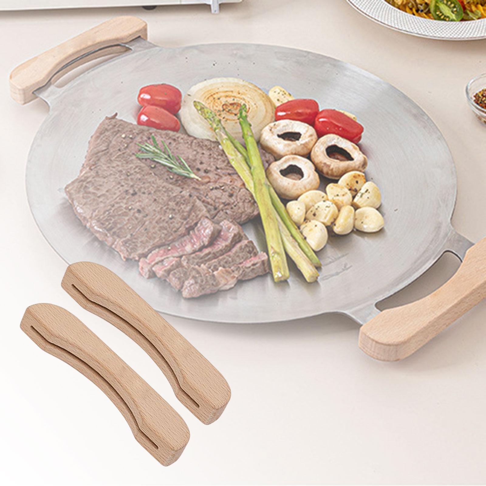 Wooden BBQ Pan Handle Anti Scald Replacement Grip for Griddle Pot Outdoor