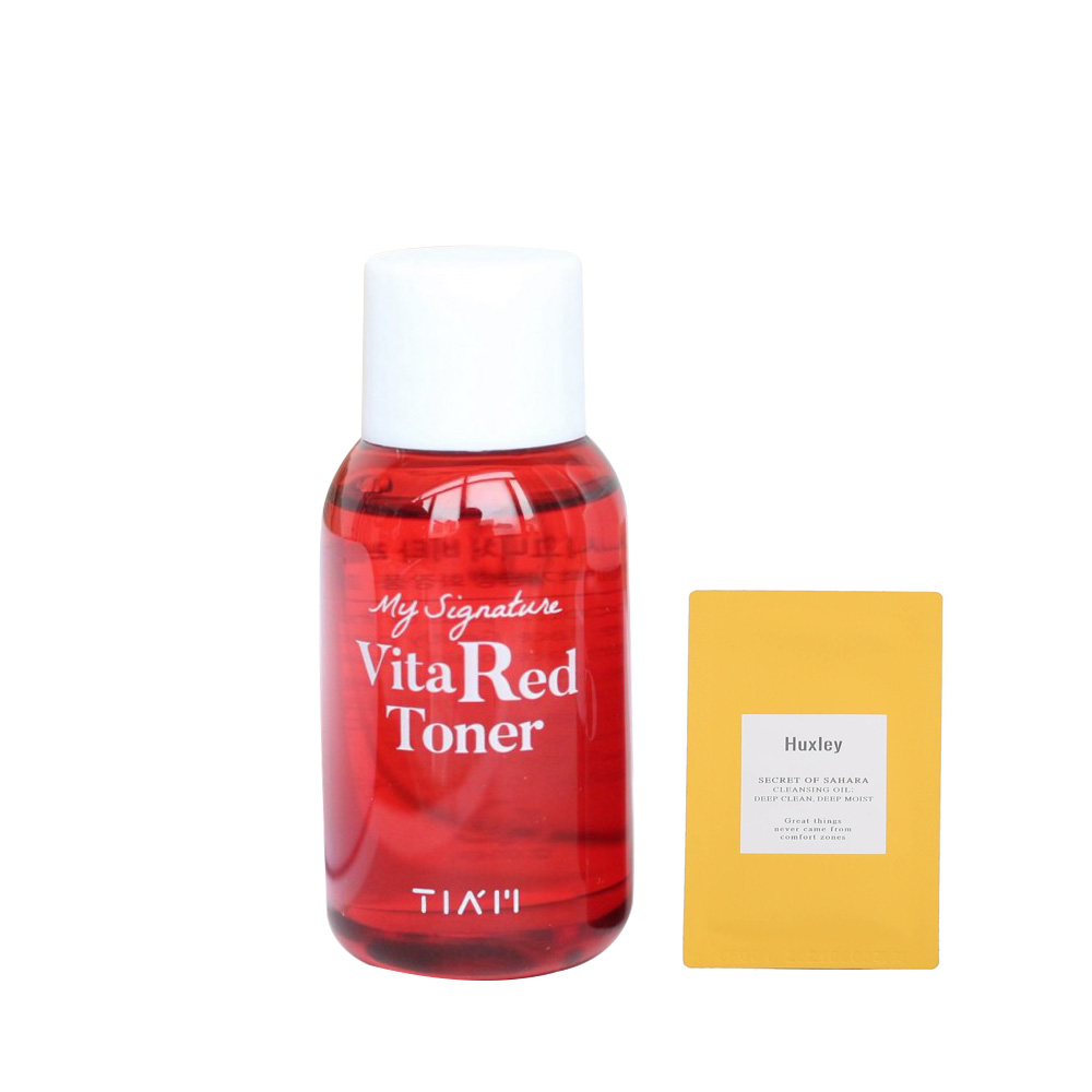 Nước Hoa Hồng Dưỡng Trắng, Se Khít Lỗ Chân Lông Tiam My Signature Vita Red Toner Minisize 40ml + Tặng Kèm 1 Sample Huxley ( Loại Ngẫu Nhiên)