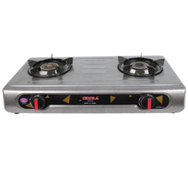 Bếp gas dương mặt inox Ikura- Kiềng làm bằng kim loại tráng men - Hàng Chính Hãng