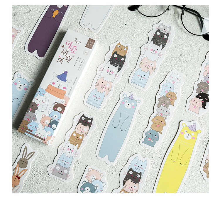 Hộp 30 Bookmark đánh dấu sách hội động vật cute BM008