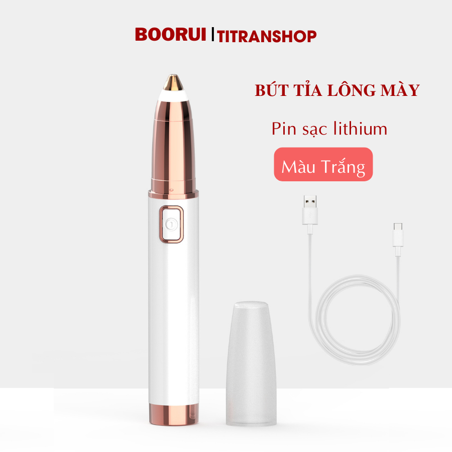 Bút Tỉa Lông Mày Cao Cấp Boorui Sf1103 - Máy Tỉa Ria Mép, Lông Mũi, Cạo Lông Thẩm Mỹ Cho Phái Đẹp An Toàn Cho Da , Pin Sạc Usb Thiết Kế Nhỏ Gọn Dễ Dàng Mang Theo - Hàng Loại 1 - Trắng - Cao Cấp