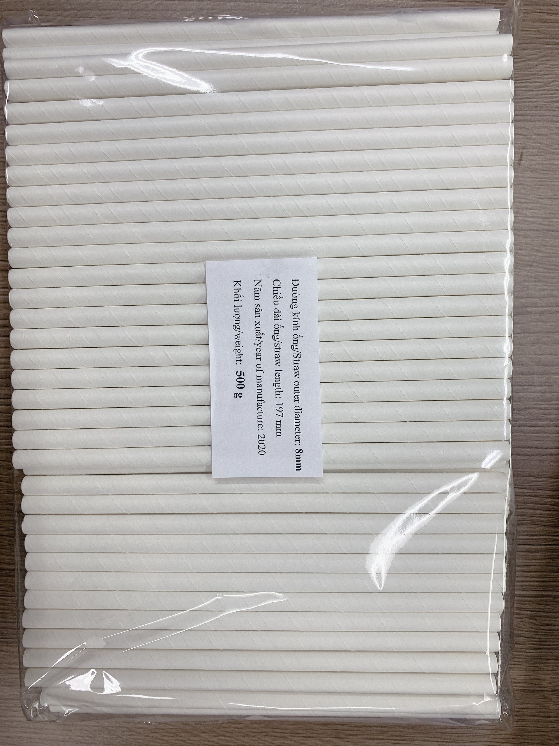 Ống hút giấy Clean Paper Straw kích thước 8mm x 197mm màu trắng dùng cho, sinh tố, đá xay....