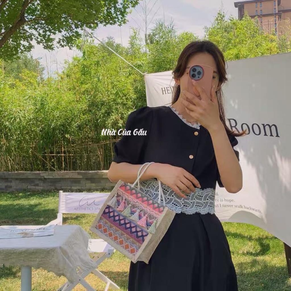Túi cói thổ cẩm mang đi du lịch là xinh hết nấc
