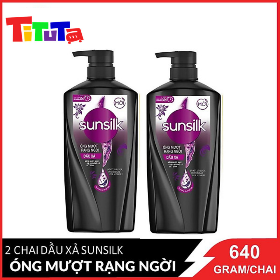 Combo 2 Dầu Xả Óng Mượt Rạng Ngời Sunsilk Mềm Mượt Như Lụa & Không Lo Bết Dính 640gx2