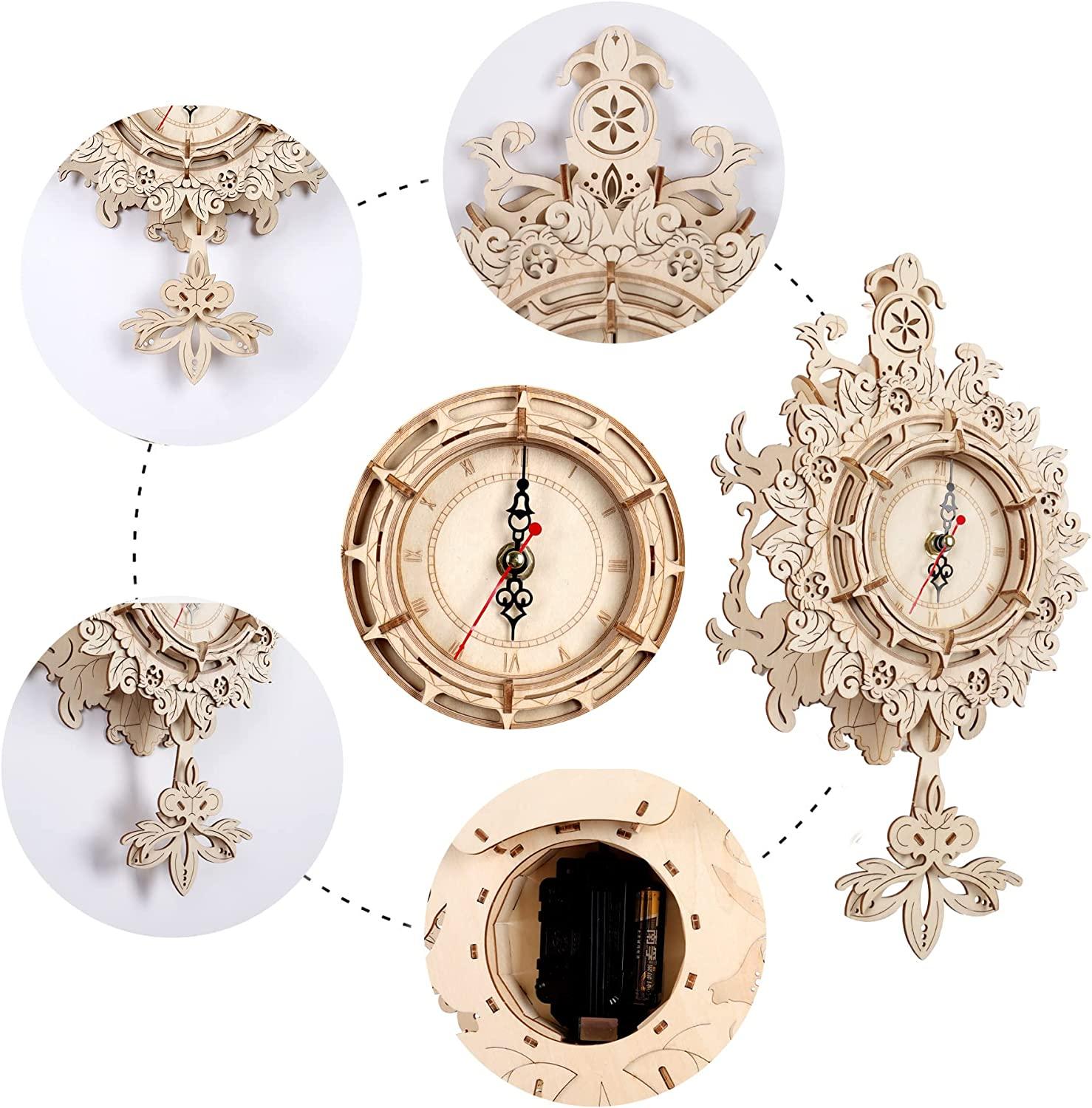 Đồ Chơi Xếp Hình Bằng Gỗ 3D, Đồng Hồ Treo Tường, Bộ Mô Hình Người Lớn Đồ Chơi Lắp Ráp Tự Làm