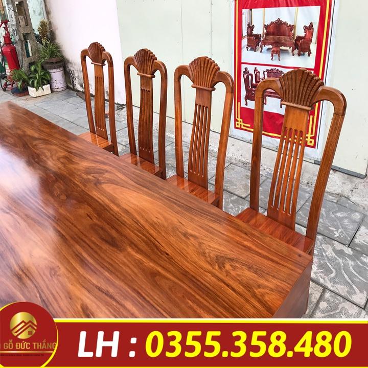 bộ bàn ăn 10 ghế gỗ hương xám nam phi dài kt dài 2m40 rộng 95cm