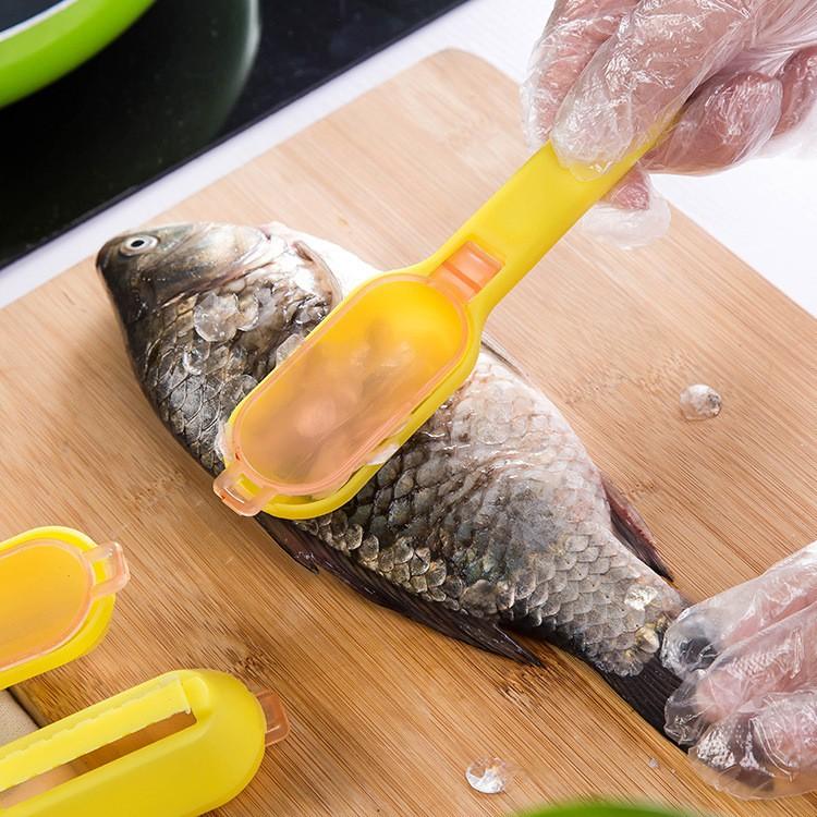 Dụng Cụ Đánh Vảy Cá Có Khuôn Đựng Tự Động Gom Vảy Tiện Dụng