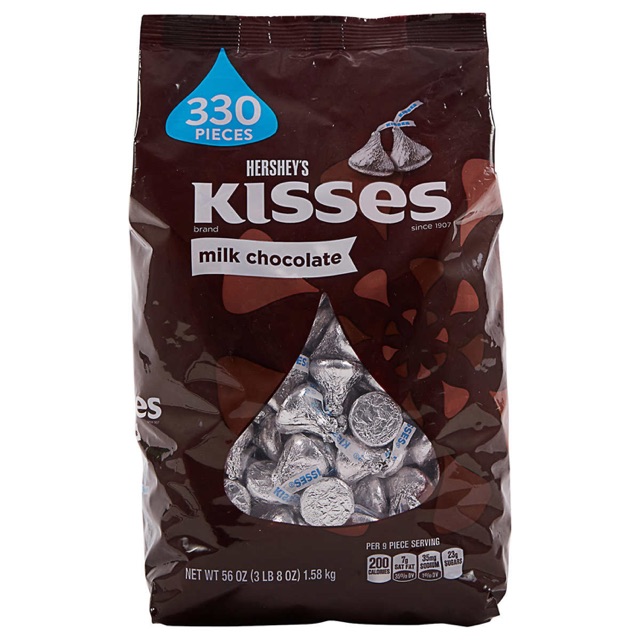 Kẹo Chocolate Hershey’s Kisses Milk Chocolate Gói 1,58 Kg Của Mỹ