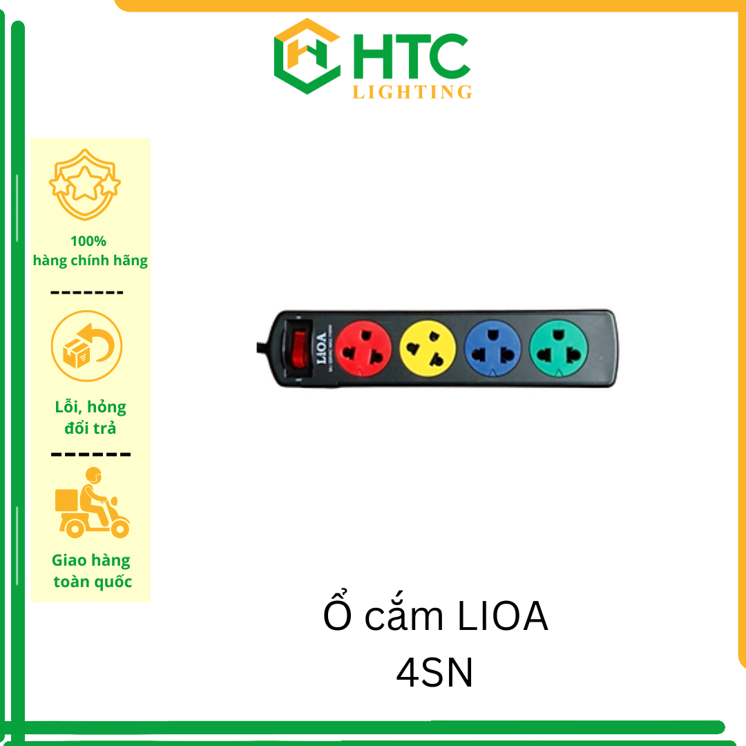 [CHÍNH HÃNG] Ổ cắm LiOA 4SN 4 lỗ đa năng 3 chấu,  kéo dài 3m-5m, có CB bảo vệ quá tải, công suất 2200W