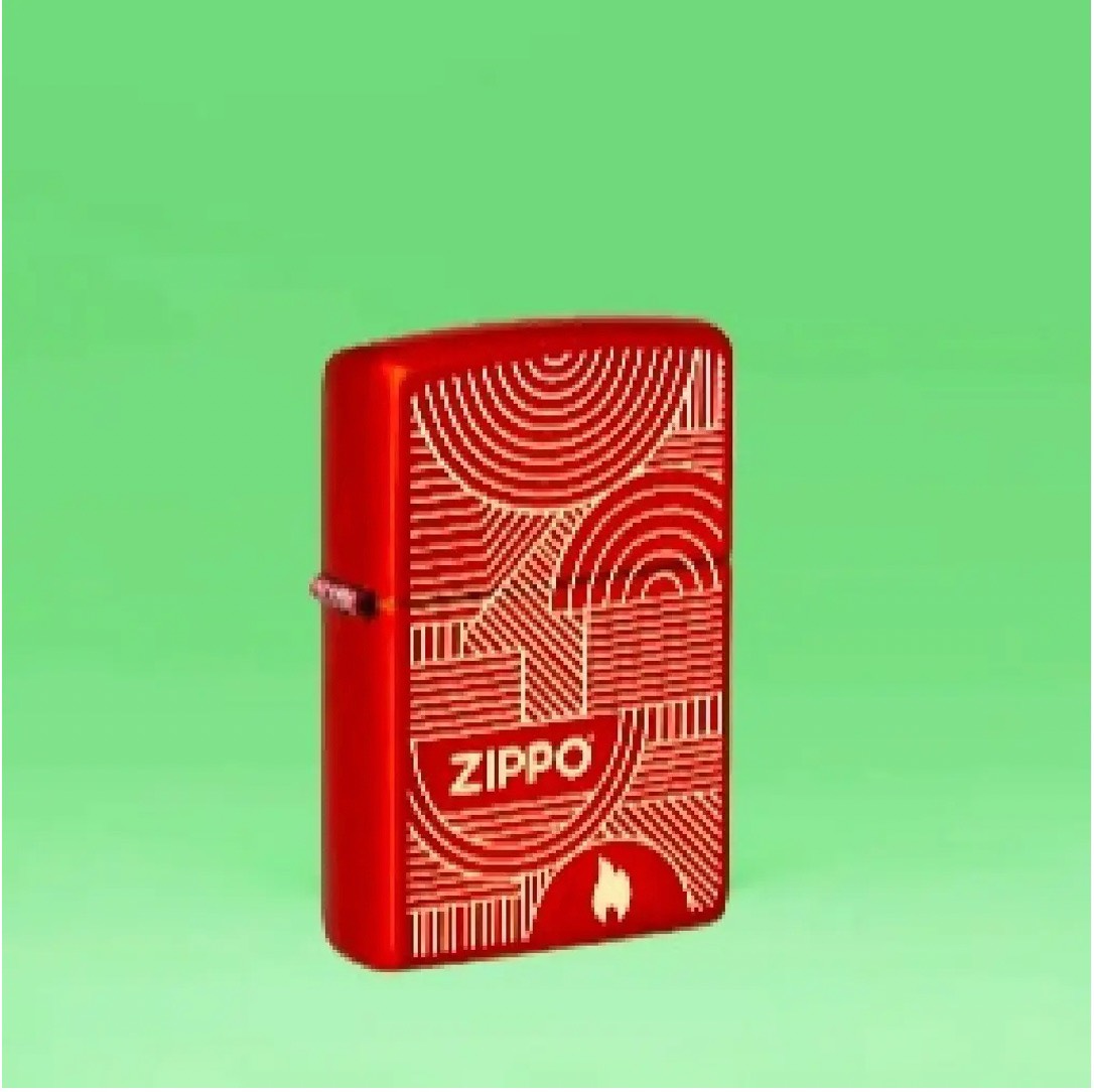 Bật lửa Zippo 48705 Logo Flame Art Deco Circles Lines - Chính hãng 100%