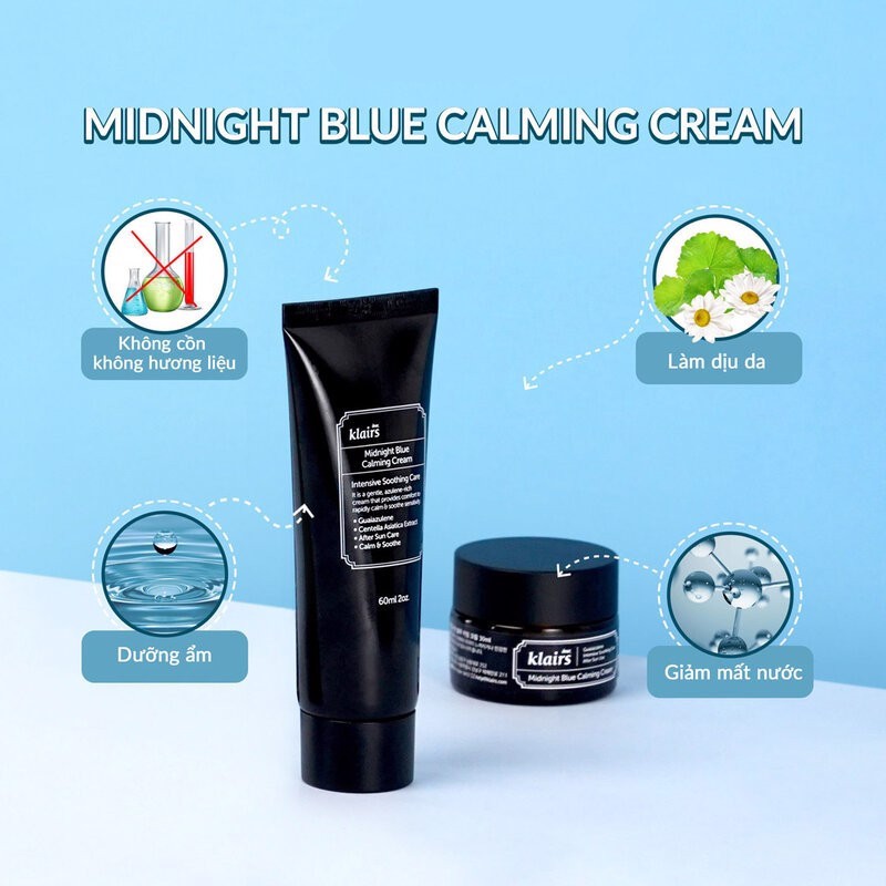 Kem Dưỡng Ẩm Klairs Làm Dịu Và Phục Hồi Da Ban Đêm Midnight Blue Calming Cream