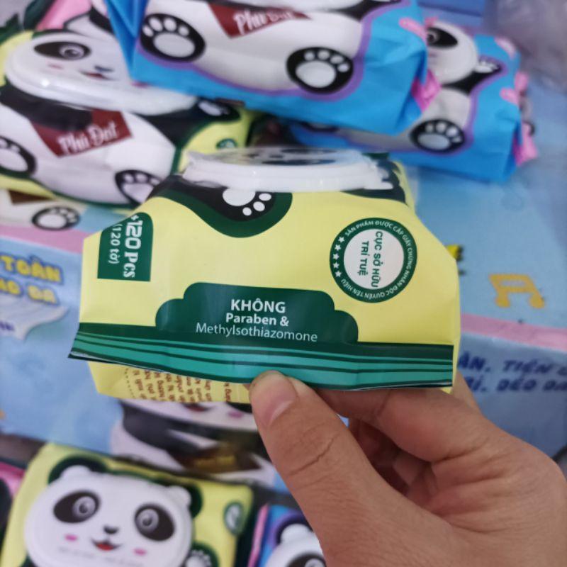 Khăn giấy ướt gói 120 tờ hình gấu không mùi - giao hình và màu ngẫu nhiên