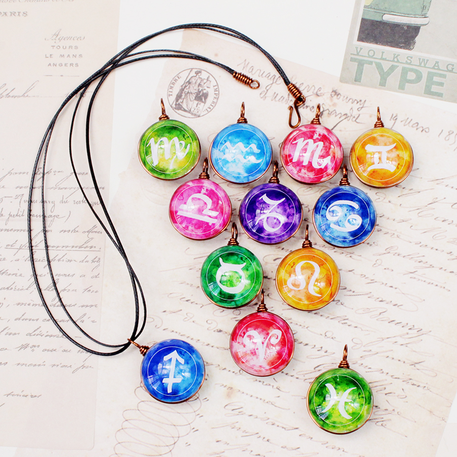 Dây chuyền 12 cung hoàng đạo Zodiac màu sắc tươi sáng siêu đẹp cho nữ 06647-DC0014