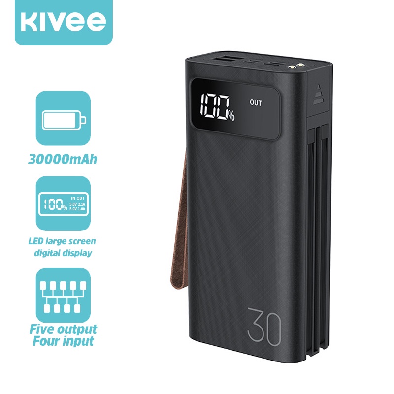 Pin Sạc Dự Phòng 30000mAh Kivee KV-PT302P Đèn LED - Màu Trắng