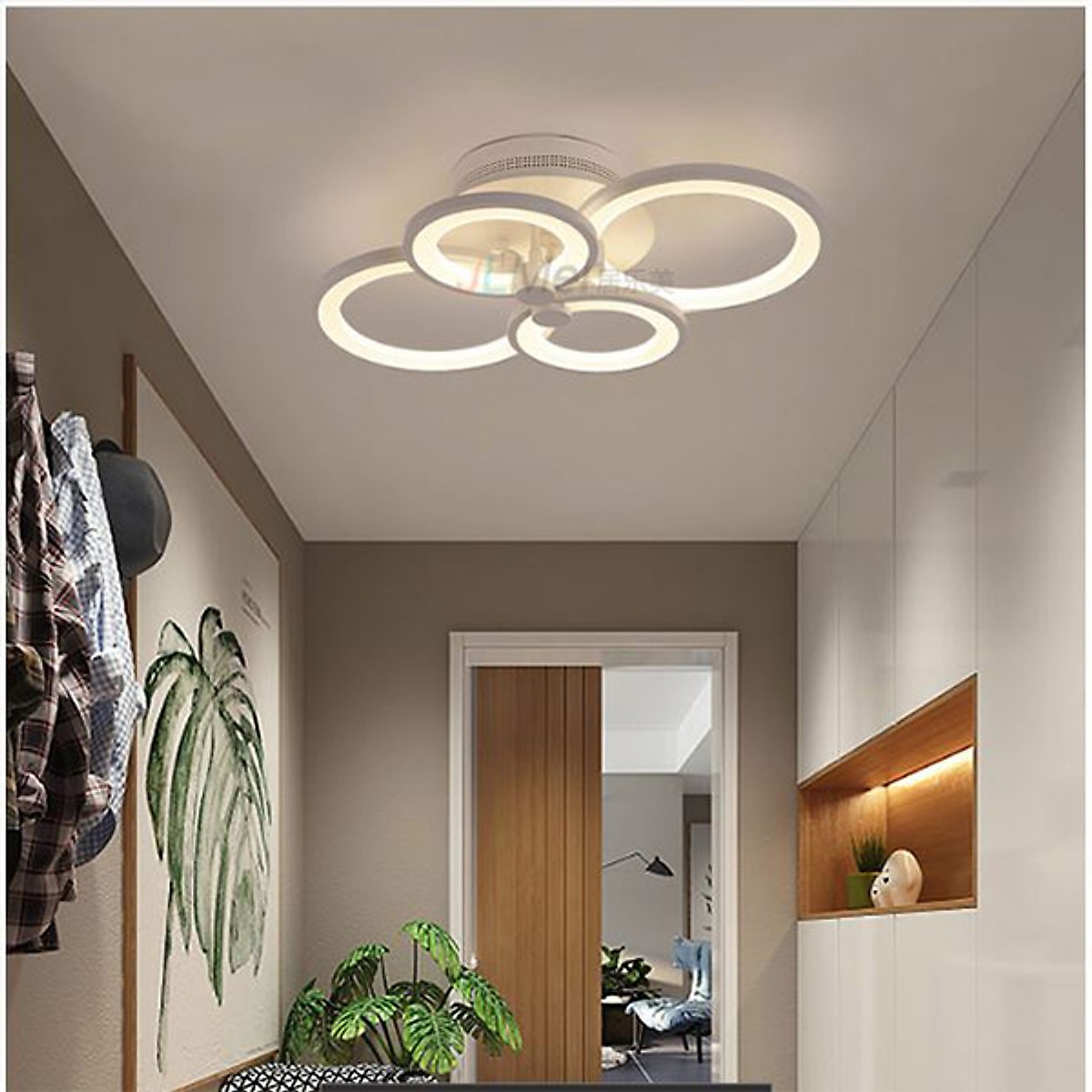 Đèn trần LED mâm 3 màu ánh sáng 4 cánh có điểu khiển từ xa LIGHTING