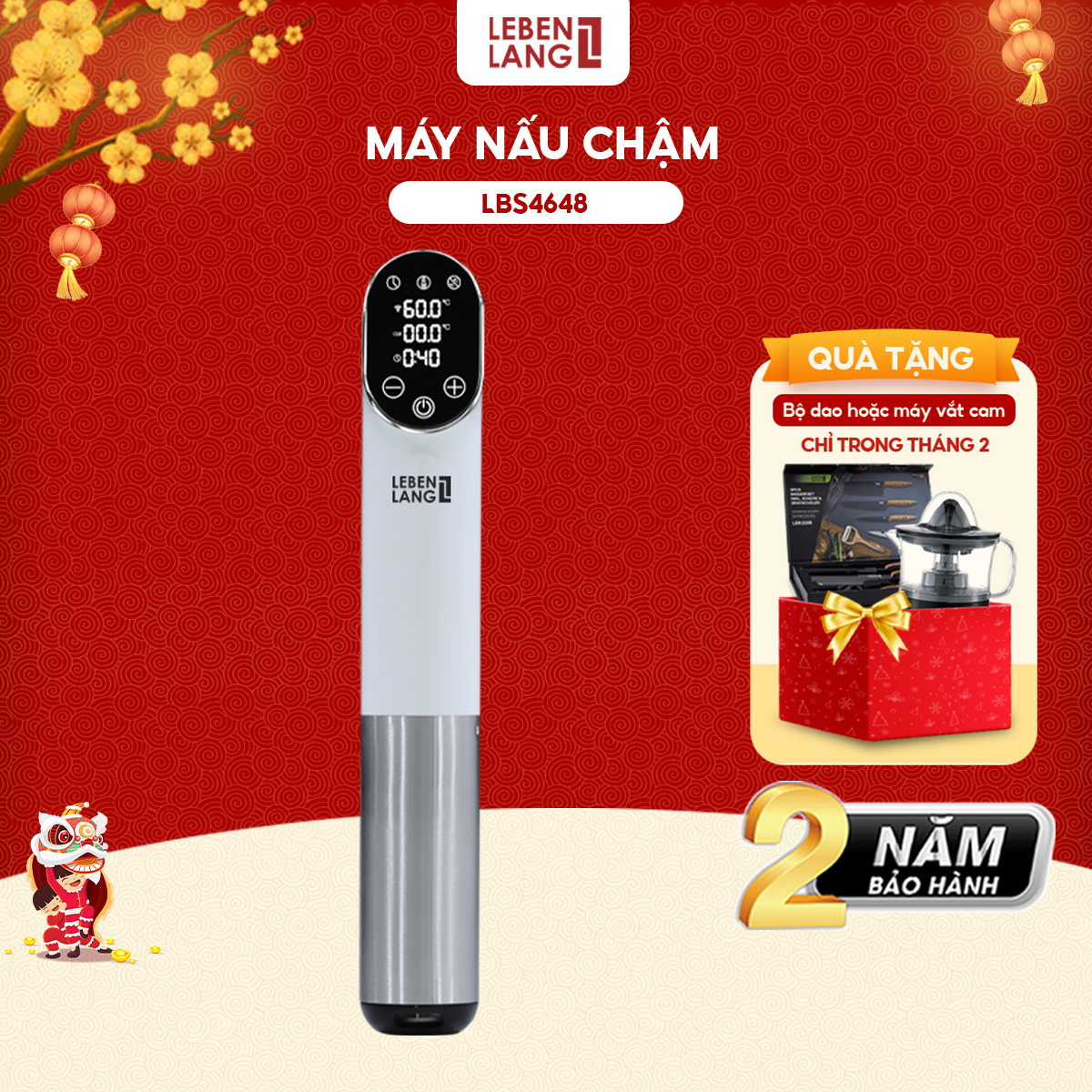 Máy nấu chậm Lebenlang LBS4648 màn hình LED, công suất 1200W, điều khiển từ xa, bảo hành 2 năm - hàng chính hãng