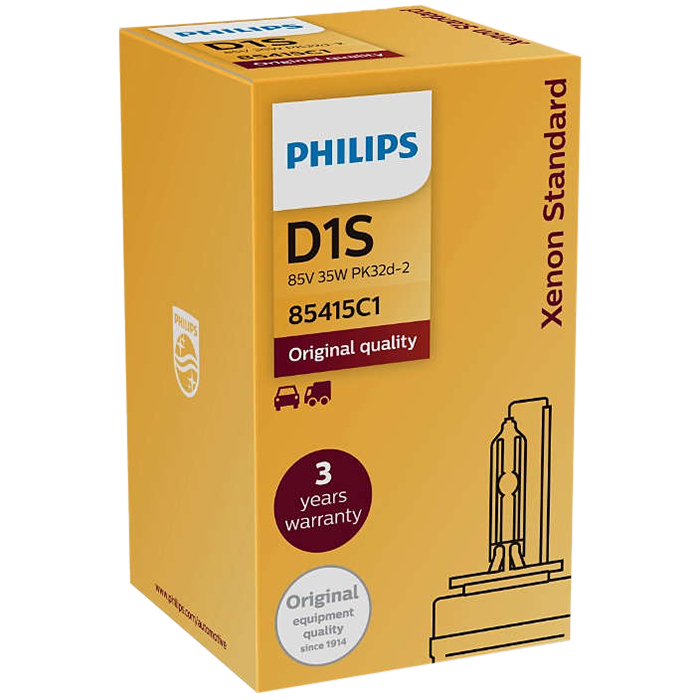 Bóng đèn pha Ô tô/Xe hơi Xenon Philips Standard D1S 85415 C1 85V 35W 4200K - Hàng Chính Hãng