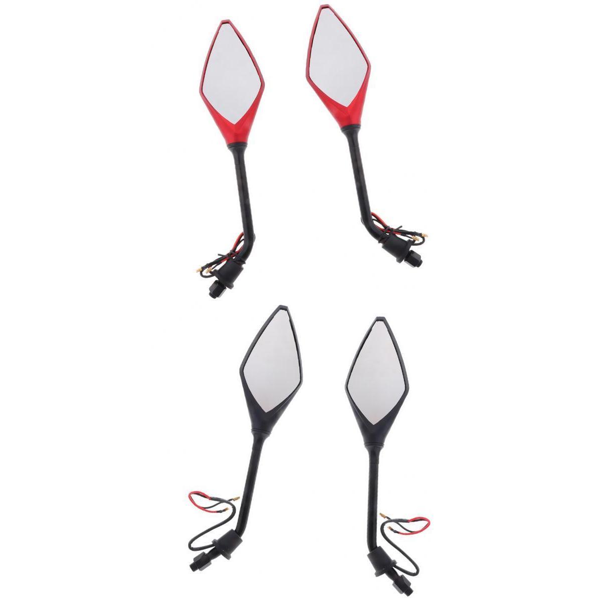 4X Motorcycle Side Rear View Mirrors w/ LED  10mm Indicator Light