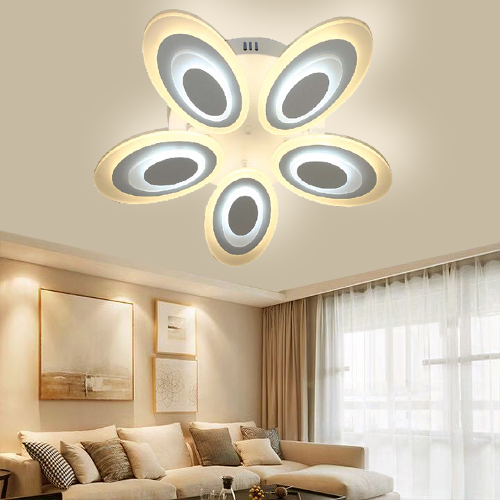 Đèn ốp trần Mica hình đuôi công hiện đại 5 cánh MO974