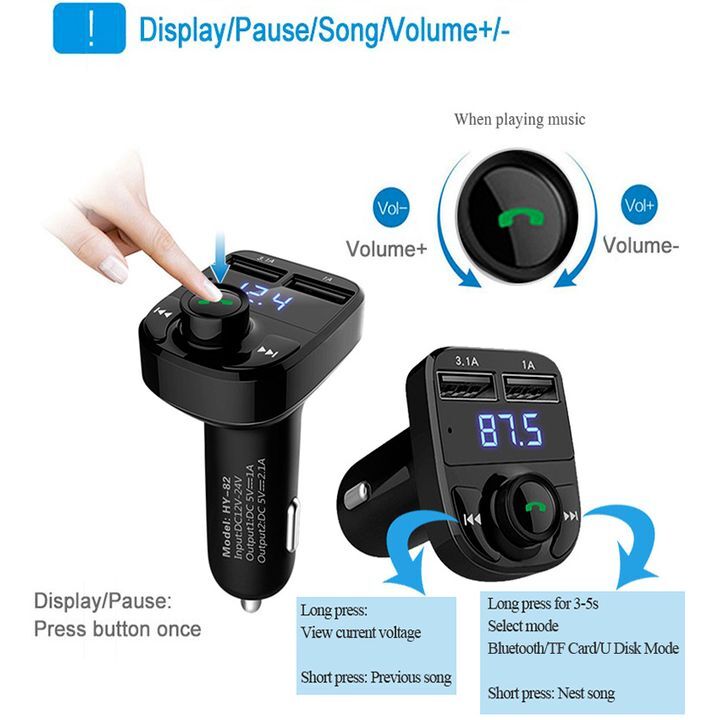 Tẩu nghe nhạc MP3 kiêm sạc nhanh Quick Charge 3.0 trên ô tô thương hiệu Hyundai HY-82S - Hàng Nhập Khẩu
