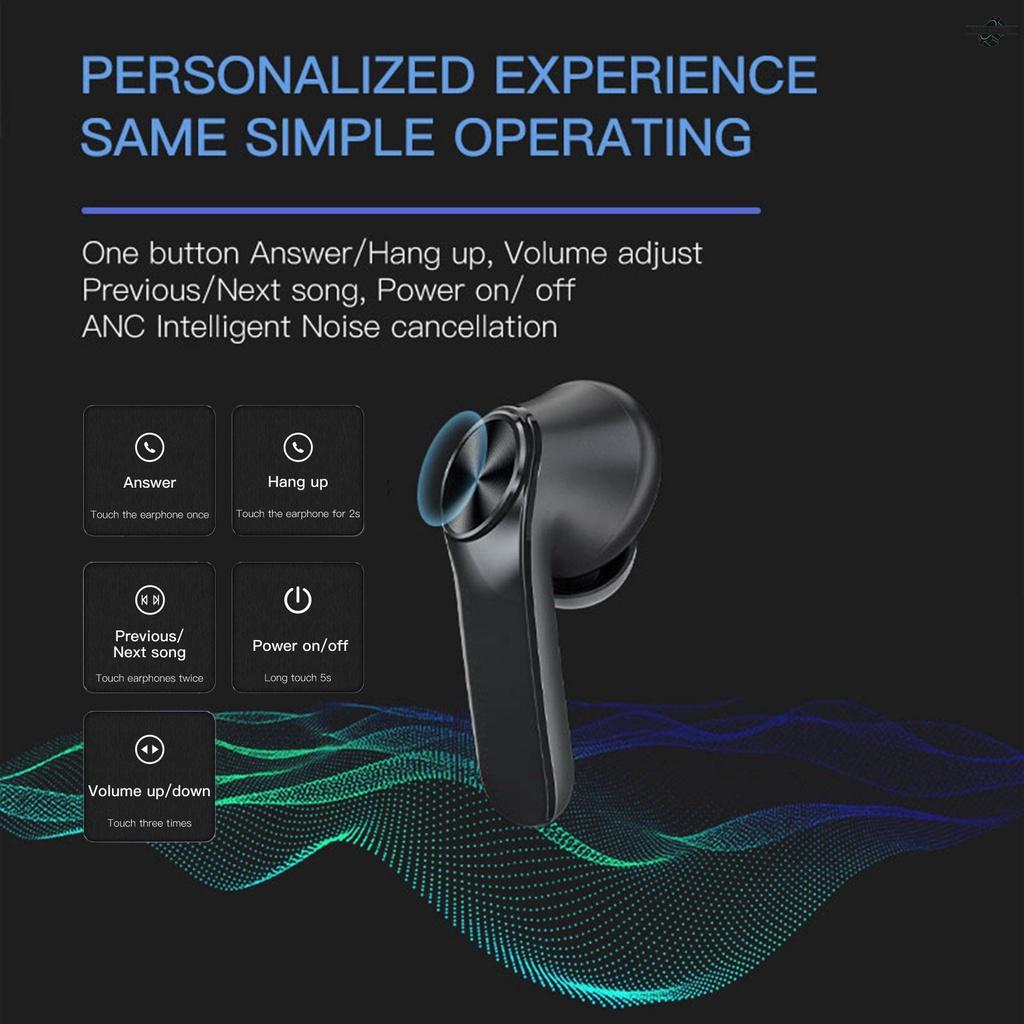 XT16 BT5.0 Headset Earbuds True Wireless Headphones with Mic ANC Noise Isolation Fast Pairing In-ear Headset Sports Headset Charging Box Touch Control with Display