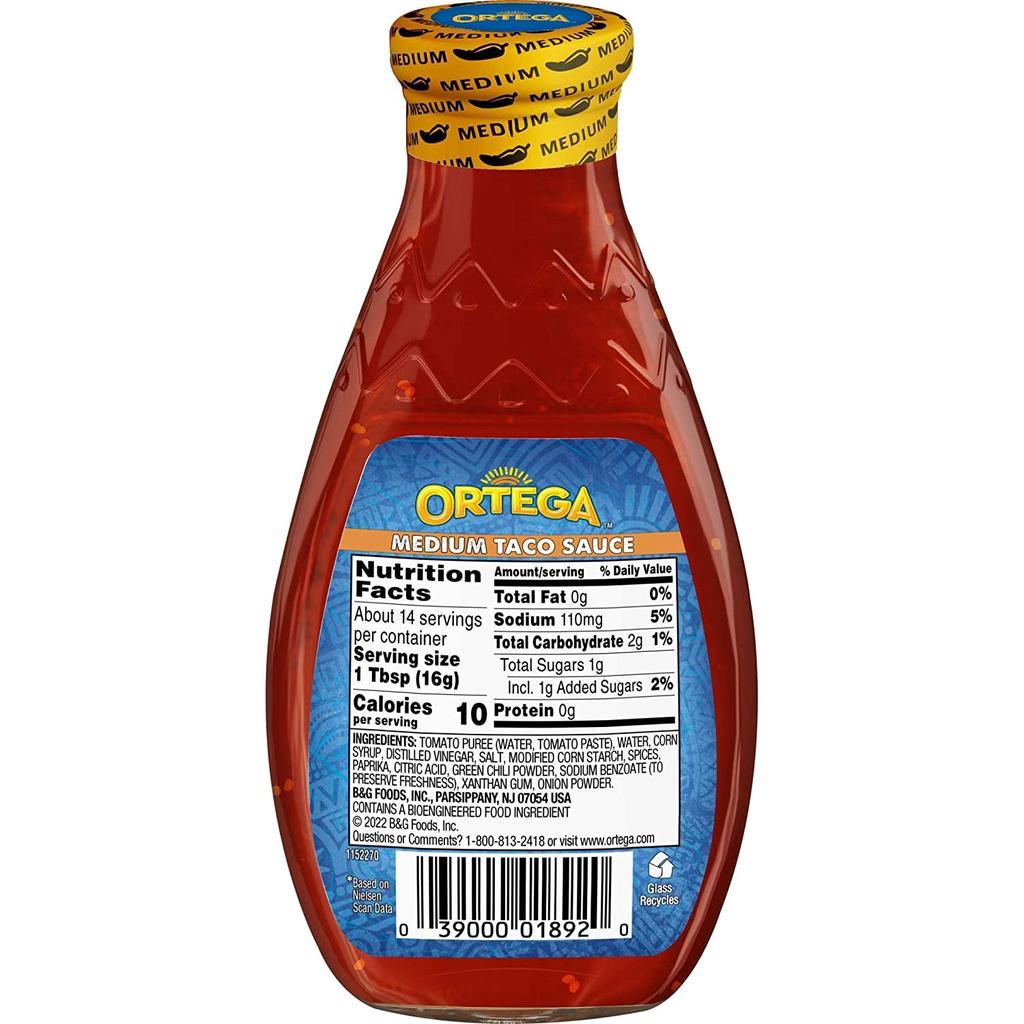 SỐT TACO CAY VỪA Ortega Taco Sauce - Medium, BÁN CHẠY SỐ 1 TẠI MỸ, 226g (8 oz)