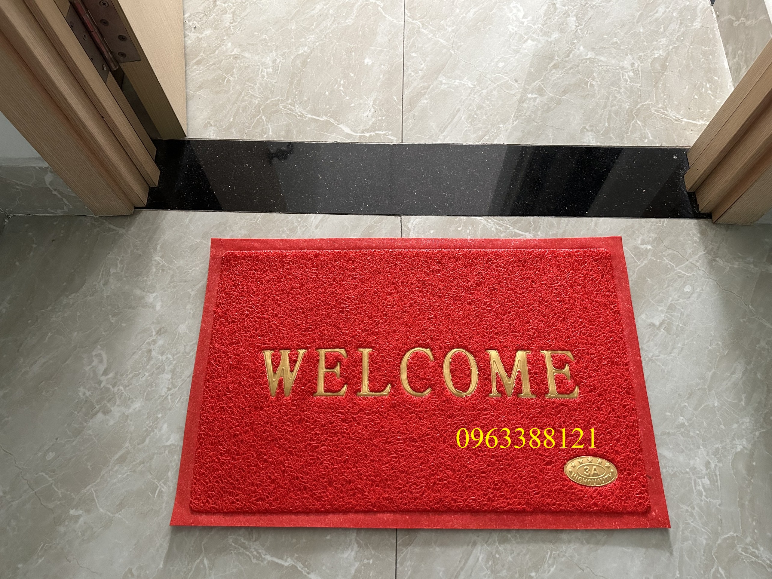 Thảm chùi chân welcome màu đỏ cỡ lớn 120cm x 150cm