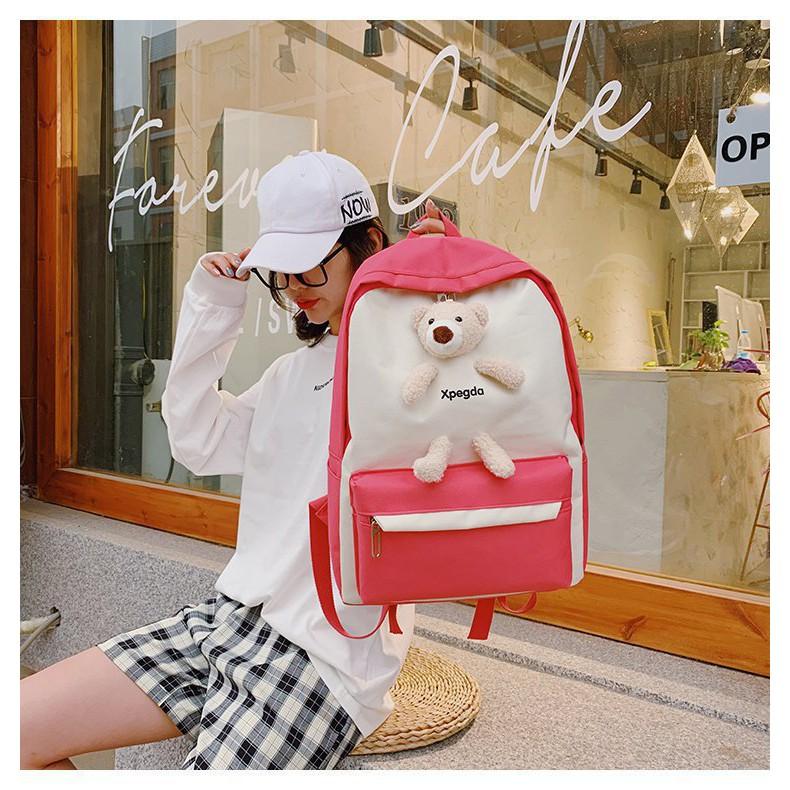 Balo Ulzzang Thời Trang Chống Nước XPEGDA + Tặng Gấu Xinh- B02