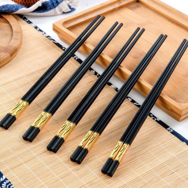 Bộ 10 Đôi Đũa Mạ Vàng, Đũa Hợp Kim Chống Mốc Hàn Quốc
