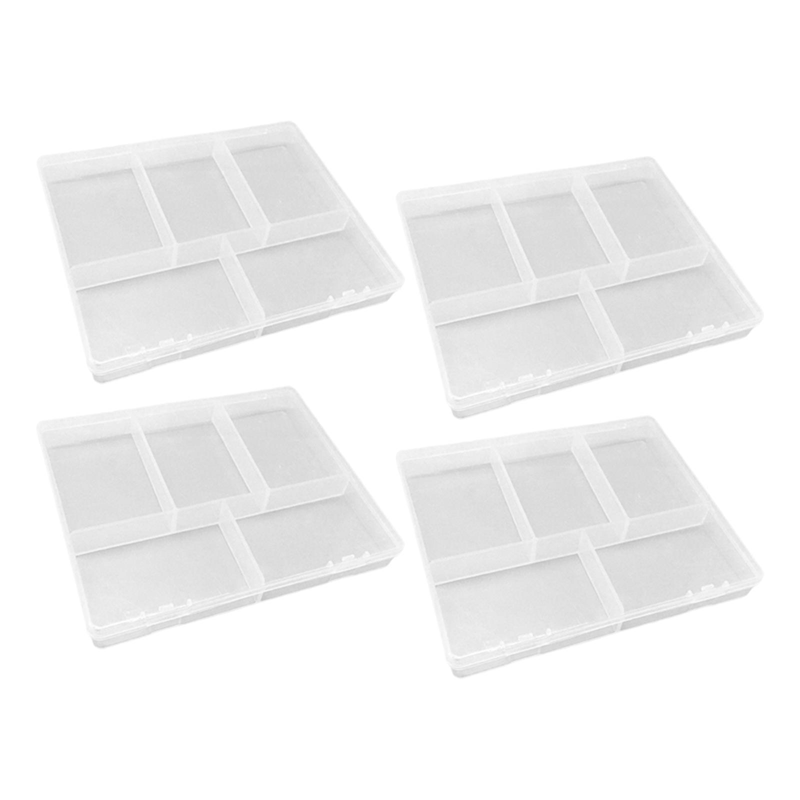 4 Pieces Small Plastic Storage Box 5 Grid for Tools Painting Accessories