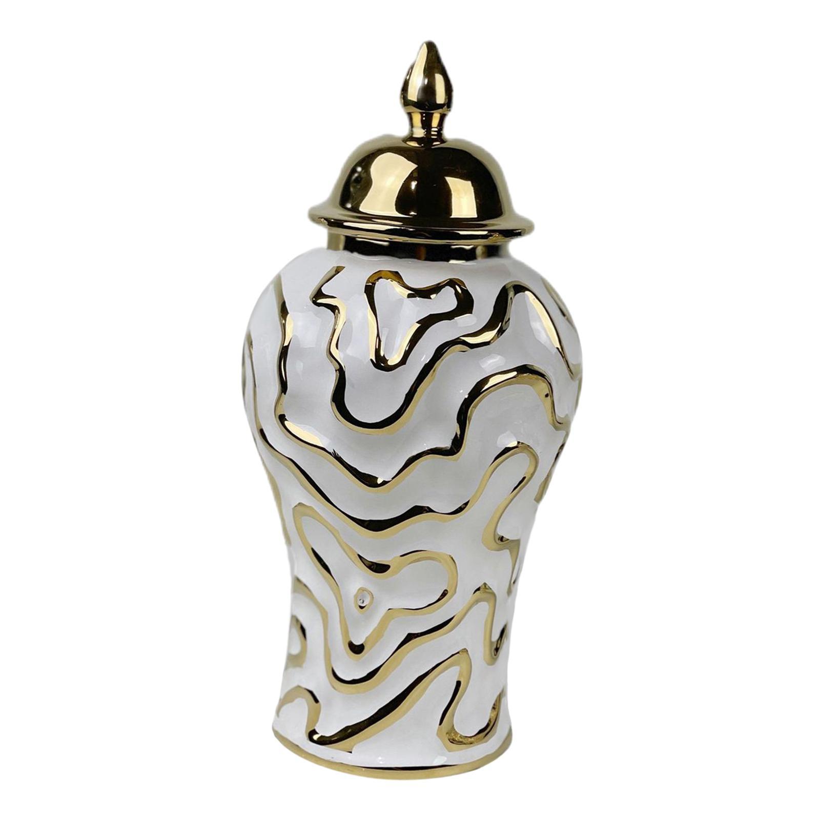 Porcelain Ginger Jar with Lid Traditional Decor Jar Ceramic Flower Vase