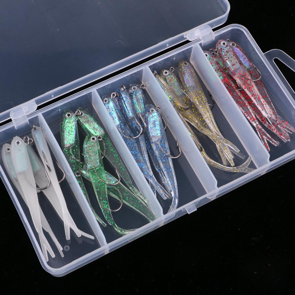 20pcs Jig Head Shad Swimbait Paddle Tail Worm Fishing Lures Soft Fish Baits