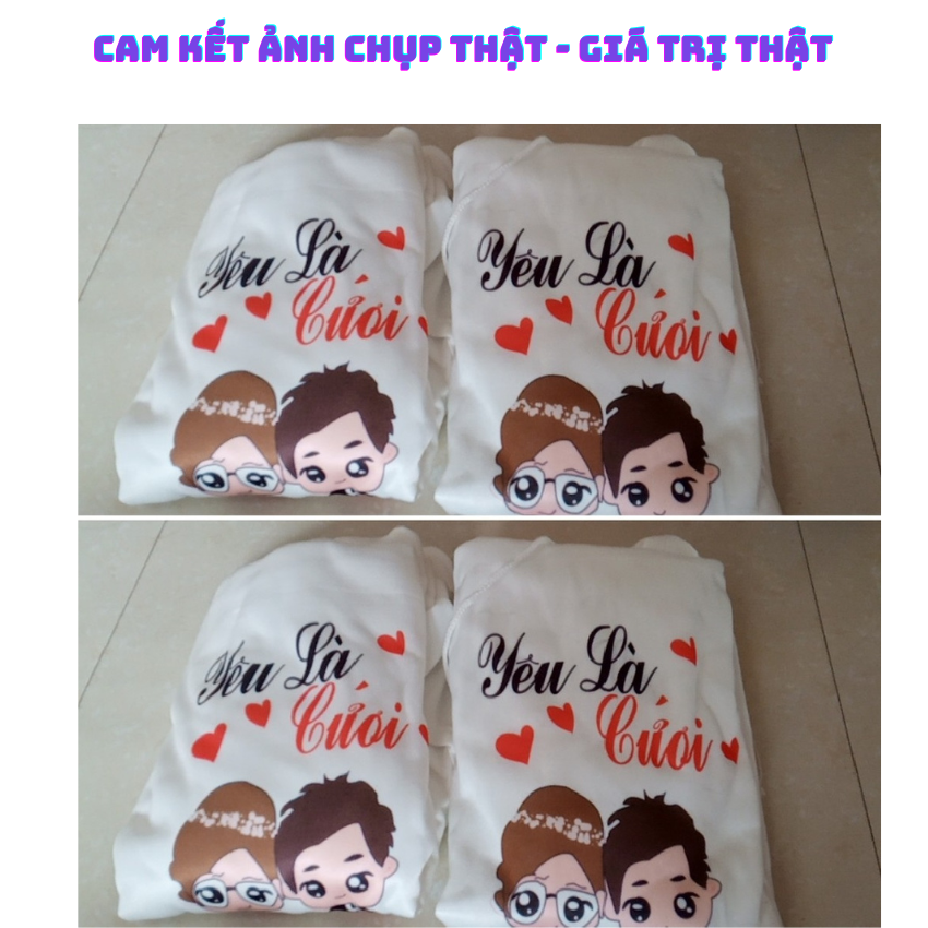 Áo Đôi Đẹp Sweater Nam Nữ MM 08, Áo Đôi Với Người Yêu In Yêu Là Cưới, Vải Nỉ Bông In Hình Dễ Thương