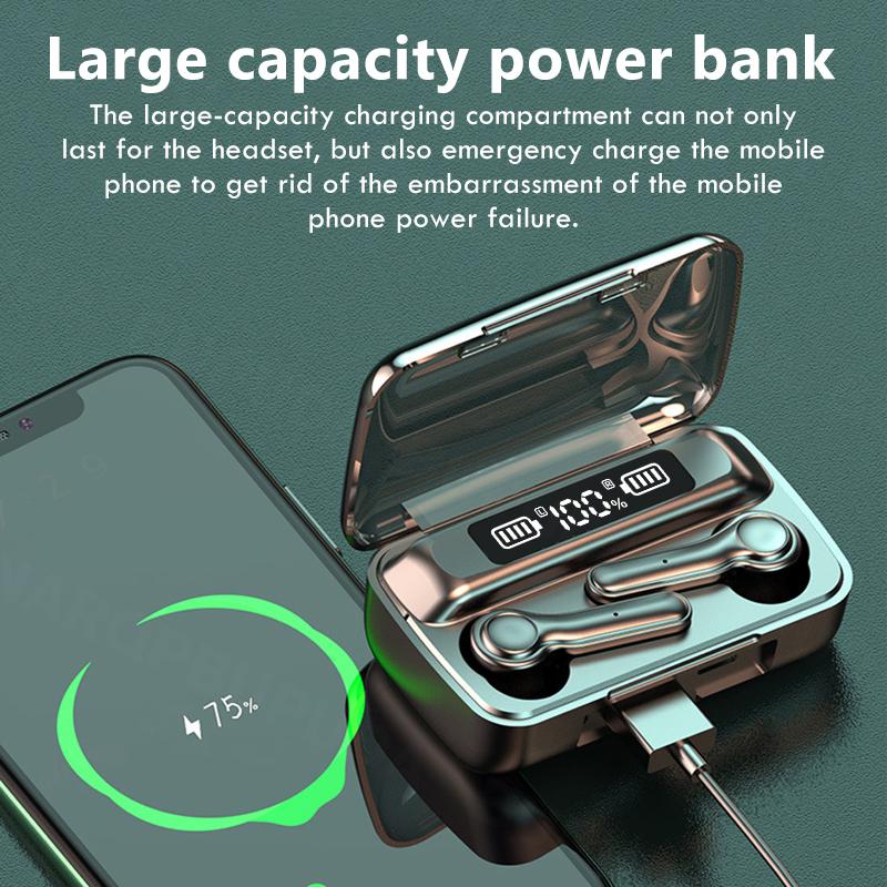 Tai Nghe Không Dây Bluetooth 2200MAh Sạc Chống Nước Thể Thao TWS Bluetooth Cảm Ứng Điều Khiển Tai Nghe