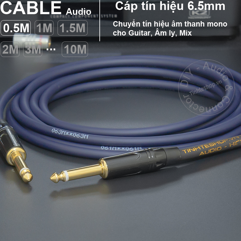 Cáp 2 đầu 6 ly mono cho Đàn ghita Micro Mixer Loa Am ly DIY 0.5 đến 10 mét - 1/4 mono audio cable