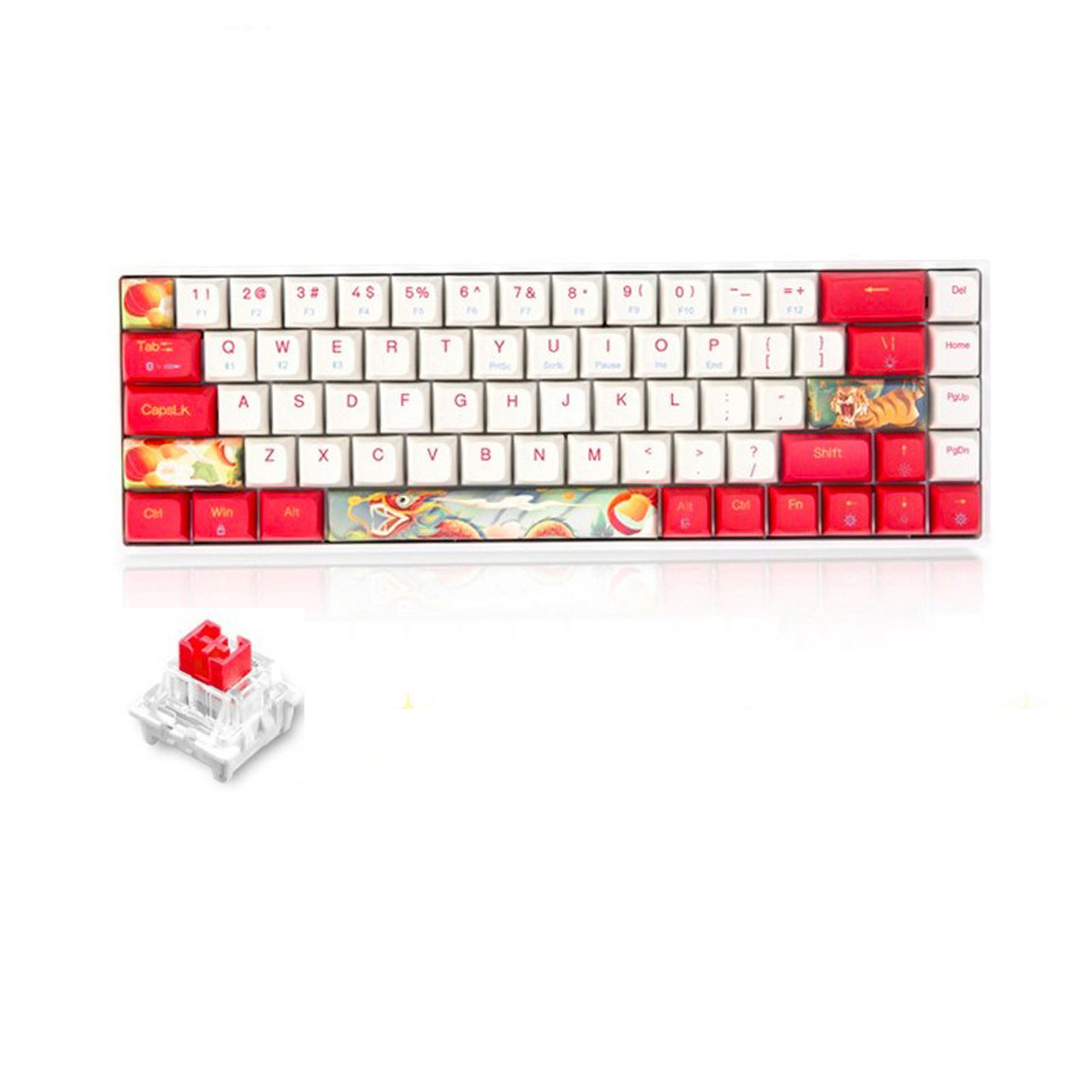 Bàn phím cơ không dây Dual Mode Newmen GM680 (Bluetooth 5.0, Cáp Type-C , 1x Set Keycap Rồng-Hổ ) - Red switch -Hàng chính hãng