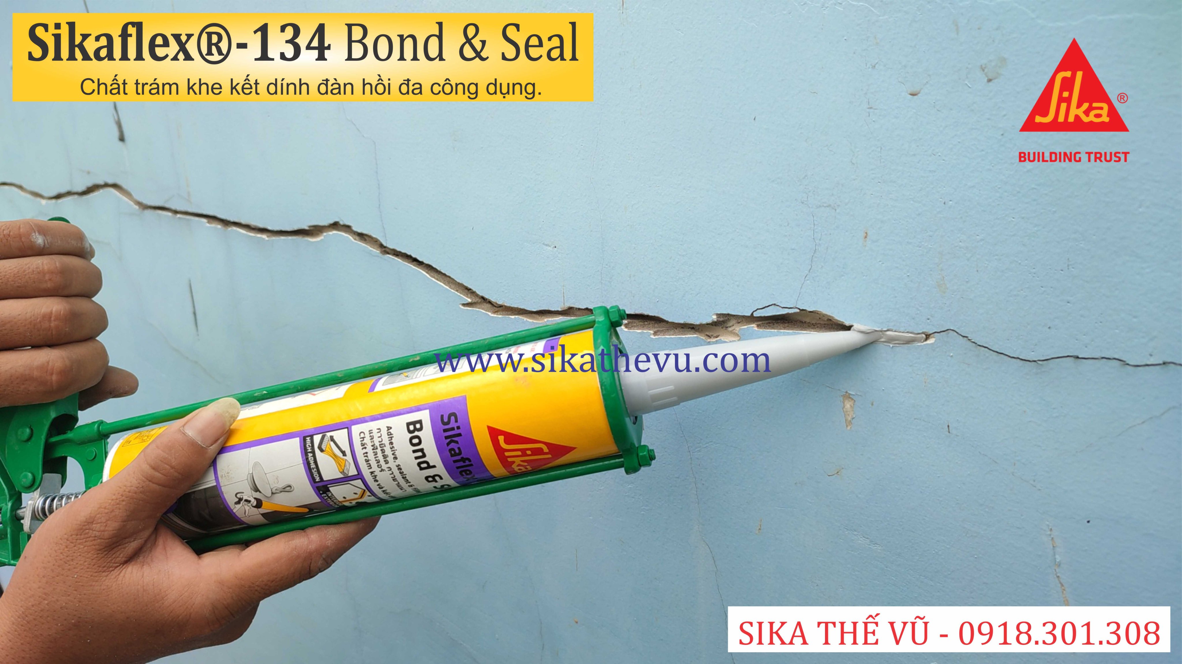 Keo trám khe đa năng chống thấm, trám nứt cho tường và sàn - Sikaflex- 134 Bond &amp; Seal (tuýp 300ml)