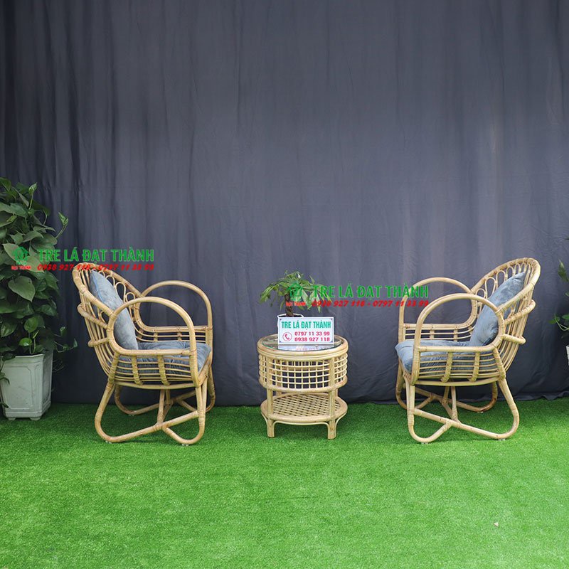 Ghế mây đơn tay cuộn, ghế mây decor quán cà phê, resort