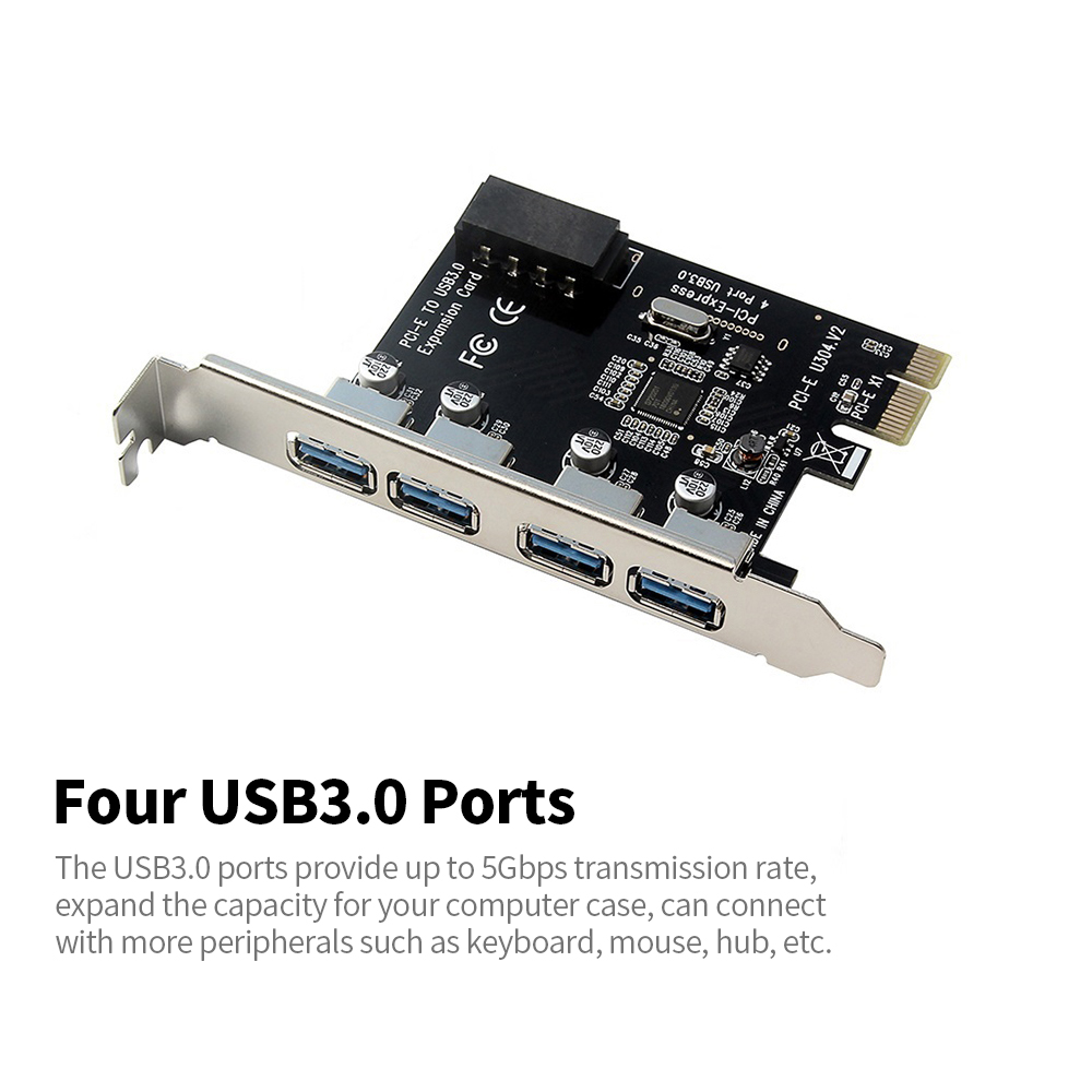 Thẻ Chuyển Đổi PCI-E Sang USB3.0 Tốc Độ Cao Với 4 Cổng USB3.0 Cho Máy Tính Để Bàn