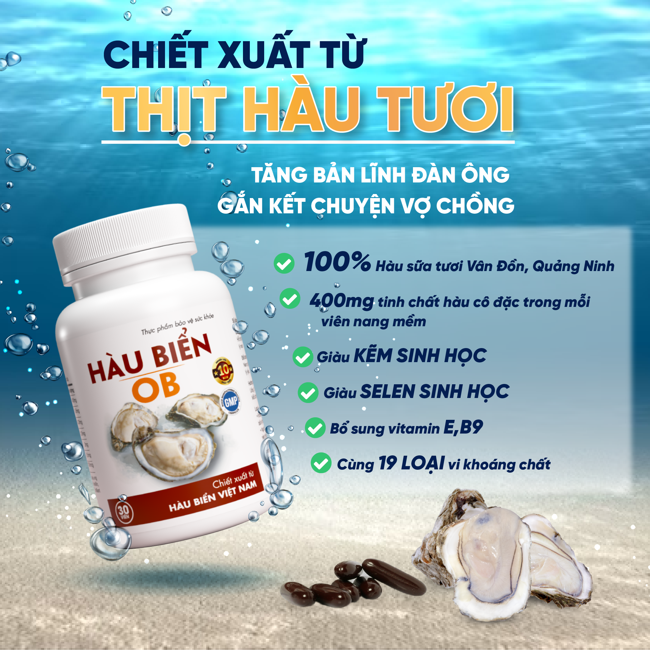 Thực Phẩm Chức Năng Tinh Hàu Biển OB - Tăng Cường Sinh Lý Nam Giới (Chai 30 viên)